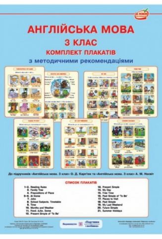 Комплект плакатів з англійської мови. 3 клас + методичні...