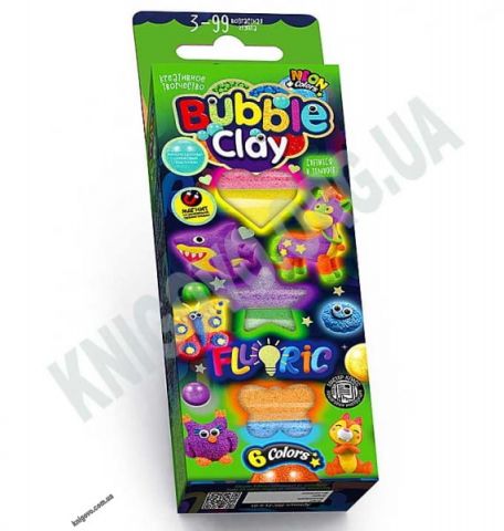 Кульковий пластилін Bubble Clay Fluoric 6 кольорів BBC-FL-6-01 Вид: Danko Toys - фото 1