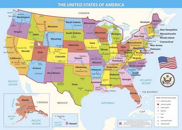 Карта США. Плакат - фото 1