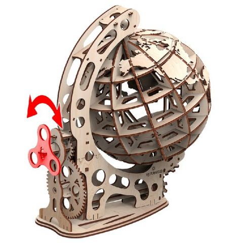 Глобус. Механічна деревяна 3D-модель - фото 5