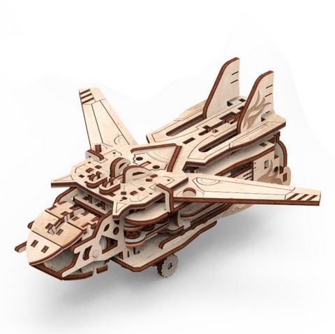 Трансформер робот-літак. Механічна деревяна 3D-модель - фото 6