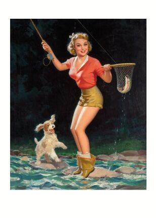 WALT OTTO. Great Catch, calendar illustration, circa 1940s - фото 1