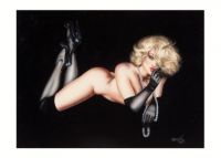 OLIVIA de BERARDINIS. Blonde Pin-Up With Pearls And Black Gloves, 1993