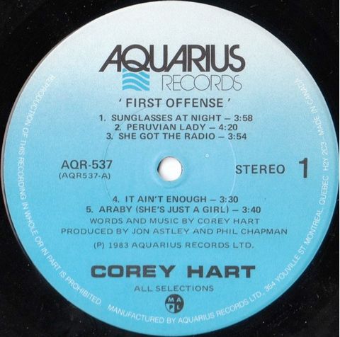 Corey Hart – First Offense (Vinyl, Album) - фото 3