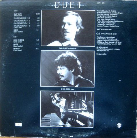 Gary Burton / Chick Corea – Duet (Vinyl) - фото 2