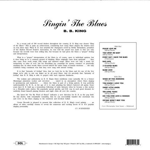 B.B. King – Singin The Blues (Vinyl) - фото 2