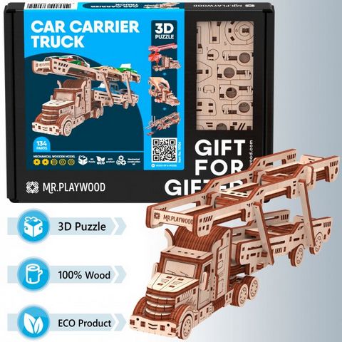 Автовоз. Механічна деревяна 3D-модель - фото 1