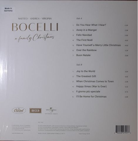 Matteo Andrea Virginia Bocelli – A Family Christmas (Vinyl) - фото 2