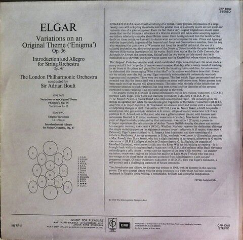Elgar / The London Philharmonic Orchestra / Sir Adrian Boult – Enigma Variations / Introduction & Allegro For Strings (Vinyl) - фото 2