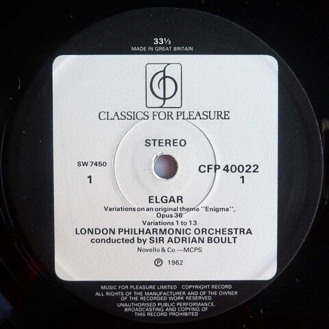 Elgar / The London Philharmonic Orchestra / Sir Adrian Boult – Enigma Variations / Introduction & Allegro For Strings (Vinyl) - фото 3