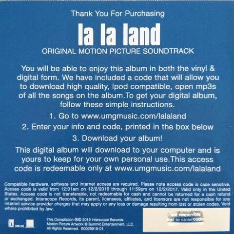 Justin Hurwitz – La La Land (Original Motion Picture Soundtrack) (LP, Album, Vinyl) - фото 4