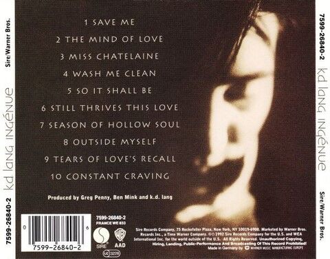 k.d. lang – Ingenue (CD, Album) - фото 2