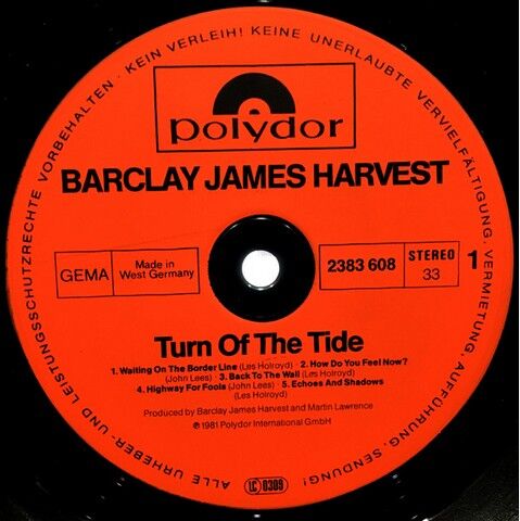 Barclay James Harvest – Turn Of The Tide (Vinyl, LP, Album, Stereo) - фото 3