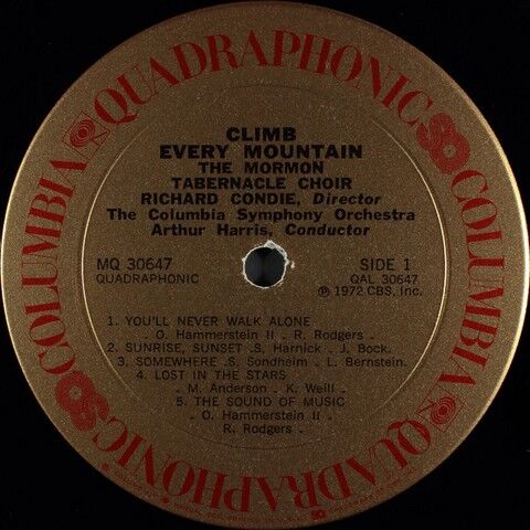 The Mormon Tabernacle Choir & The Columbia Symphony Orchestra – Climb Every Mountain (Vinyl, LP, Album, Quadraphonic) - фото 3