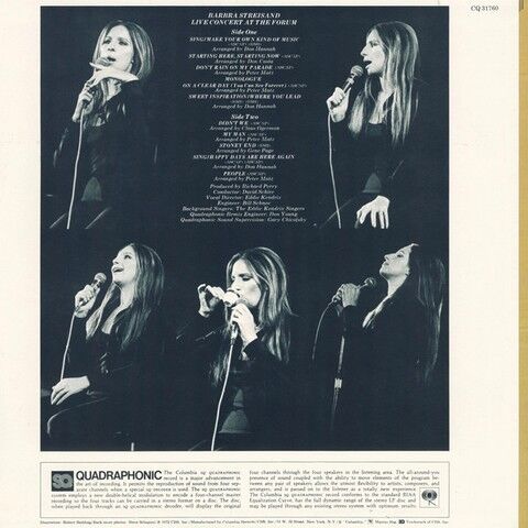 Barbra Streisand – Live Concert At The Forum (Vinyl, LP, Album, Quadraphonic) - фото 2