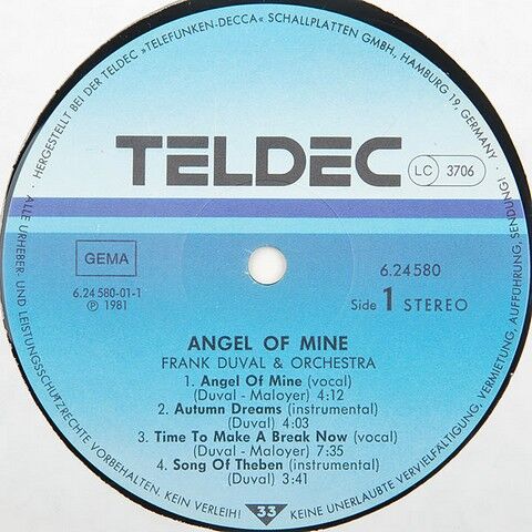 Frank Duval & Orchestra – Angel Of Mine (Vinyl) - фото 3