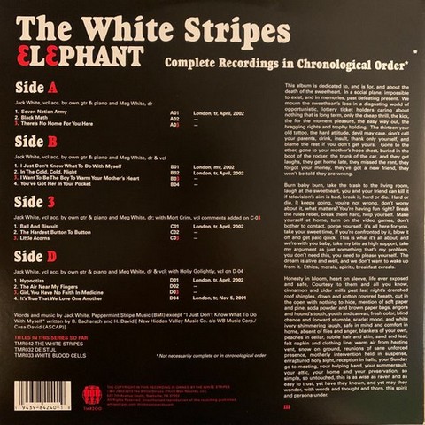 The White Stripes – Elephant (2LP, Album, Reissue, Repress, Vinyl) - фото 2