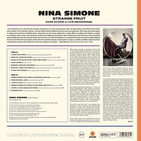 Nina Simone – Strange Fruit, Rare Studio & Live Recordings (Orange Vinyl) - фото 2