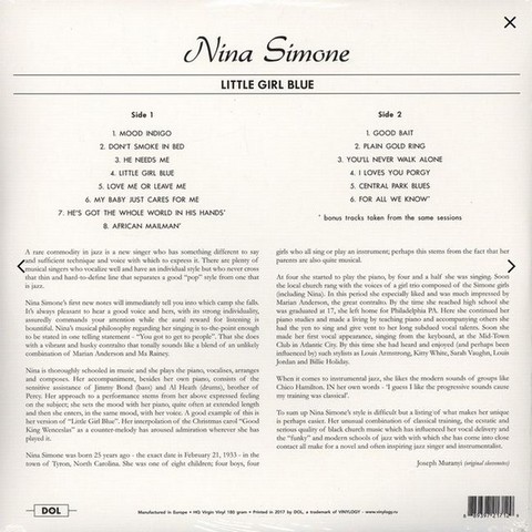 Nina Simone – Little Girl Blue (LP, Album, Reissue, Gatefold, 180gr., Vinyl) - фото 2