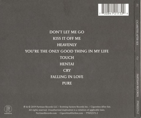 Cigarettes After Sex – Cry (CD, Album, Digipak) - фото 2