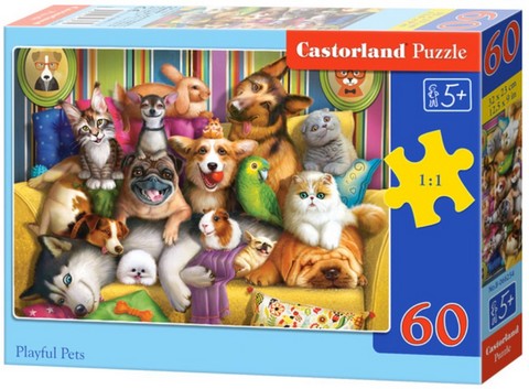 Castorland Puzzle 60. Playful Pets / Грайливі домашні тварини - фото 1