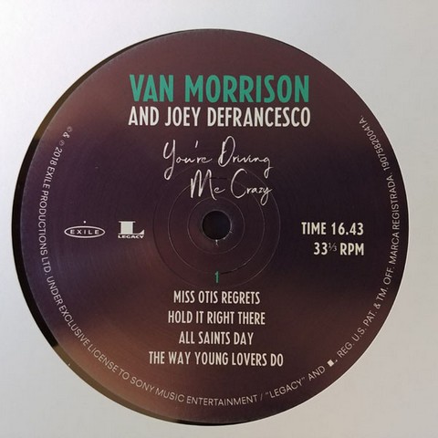 Van Morrison And Joey DeFrancesco – Youre Driving Me Crazy (2LP, Album, Vinyl) - фото 3