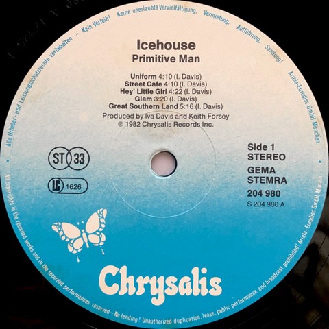 Icehouse – Primitive Man (LP, Album, Vinyl) - фото 3