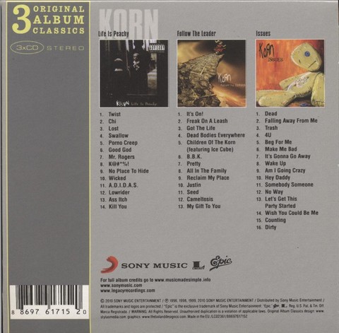 Korn – 3 Original Album Classics (3CD, Album, Unofficial Release) - фото 2