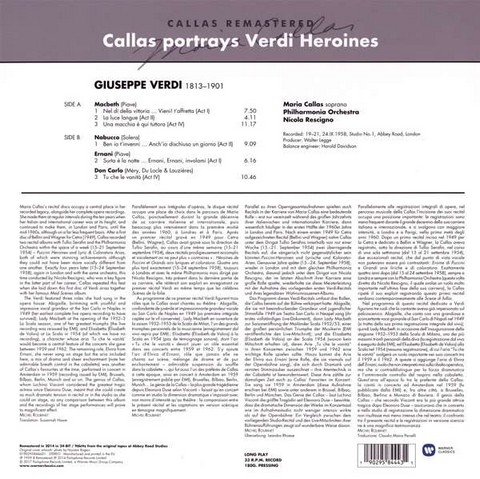 Maria Callas, Giuseppe Verdi – Callas Portrays Verdi Heroines (LP, Album, Reissue, Remastered, Stereo, 180g, Vinyl) - фото 2