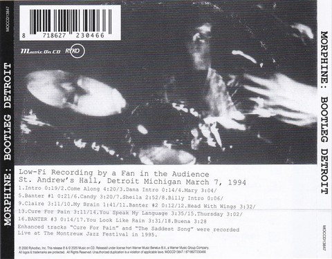 Morphine – Bootleg Detroit (CD, Album, Enhanced, Reissue) - фото 4