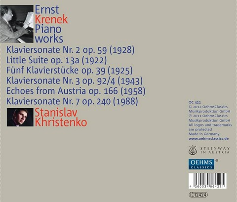 Ernst Krenek, Stanislav Khristenko – Piano Works (CD, Album) - фото 2