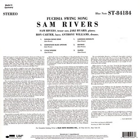 Sam Rivers – Fuchsia Swing Song (LP, Album, Reissue, Stereo, 180 g, Vinyl) - фото 2