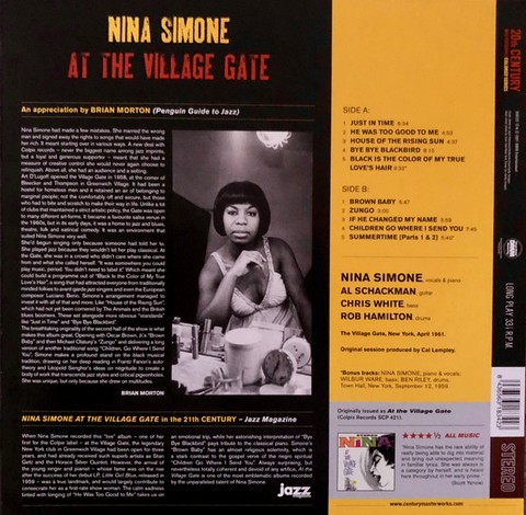 Nina Simone – At The Village Gate (LP, Album, Limited Edition, Reissue, Blue Vinyl) - фото 2