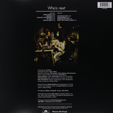 The Who – Whos Next (LP, Album, Reissue, Remastered, 180 Gram, Vinyl) - фото 2
