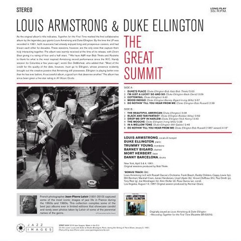 Louis Armstrong & Duke Ellington – The Great Summit (LP, Compilation, Deluxe Edition, Limited Edition, Reissue, Stereo, 180g, Gatefold, Vinyl) - фото 2