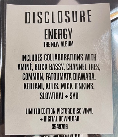 Disclosure – Energy (2LP, Album, Record Store Day, Limited Edition, Picture Disc Vinyl) - фото 3