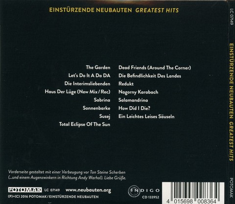Einsturzende Neubauten – Greatest Hits (CD, Compilation) - фото 2