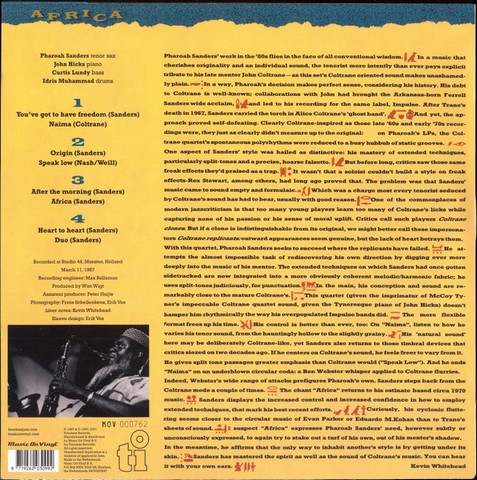 Pharoah Sanders – Africa (2LP, Album, Limited Edition, Numbered, Reissue, Orange & Black Marbled Vinyl) - фото 2