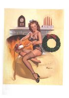 Pin-Up in Front of Fireplace, circa 1940s-early 1950s