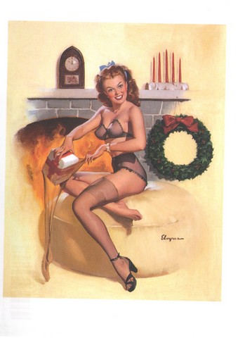 Pin-Up in Front of Fireplace, circa 1940s-early 1950s - фото 1