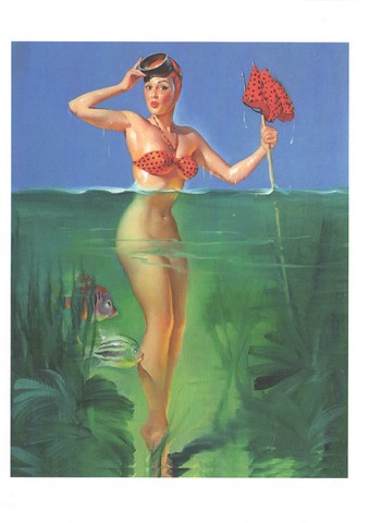Surprise Catch, Brown & Bigelow calendar pin-up, 1952 - фото 1