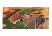 Scene from The Ivy (Yadorigi), chapter 49 of the Tale of Genji