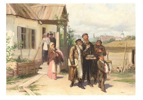 Євреї несуть речі, куплені на аукціоні, 1885 - фото 1