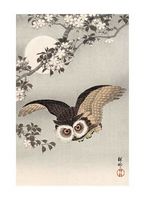 Scops Owl, Cherry Blossoms and Moon, 1926 - Открытки Календари Плакаты