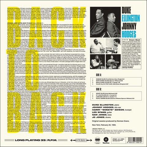 Duke Ellington, Johnny Hodges – Back To Back (LP, Album, Limited Edition, Vinyl) - фото 2