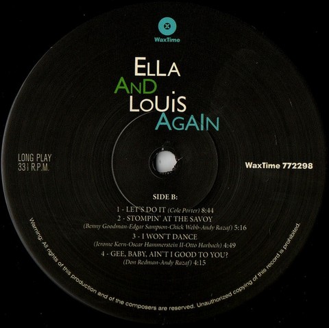 Ella Fitzgerald, Louis Armstrong – Ella And Louis Again (2LP, Album, 180 gram, Vinyl) - фото 3