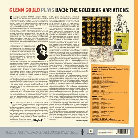 Glenn Gould – Bach The Goldberg Variations (LP, Compilation, Reissue, Clear Vinyl) - фото 2