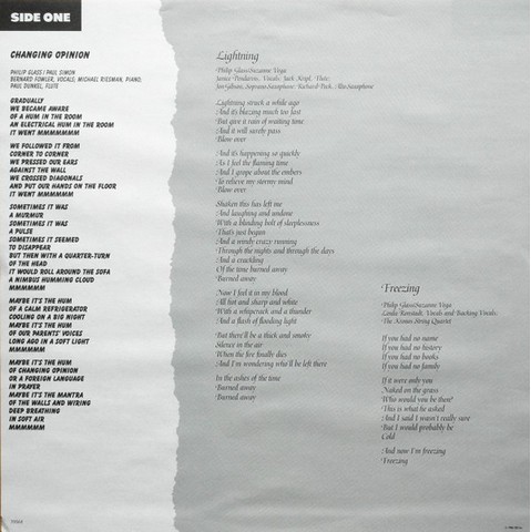 Philip Glass – Songs From Liquid Days (LP, Album, Vinyl) - фото 3