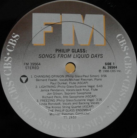 Philip Glass – Songs From Liquid Days (LP, Album, Vinyl) - фото 5
