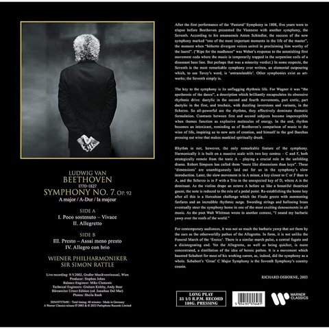 Simon Rattle, Beethoven – Symphony No. 7 (LP, Reissue, Stereo, 180g., Vinyl) - фото 2